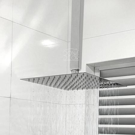 Imagem de Ducha Chuveiro 30x30 Inox 201 Teto vertical banheiro Slim Quadrado Braço suporte 40 Cm banheiro