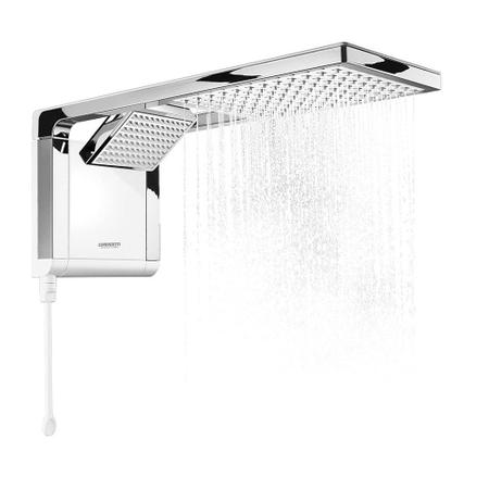 Imagem de Ducha E Chuveiro a Gas Eletrico Lorenzetti Branco Inox Acqua Duo Ultra 110v 5500w