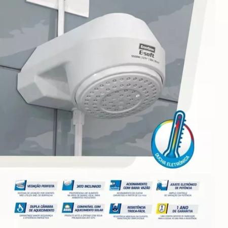 Imagem de Ducha eletronica 7500w 220v 7500w e-soft branca enerbras