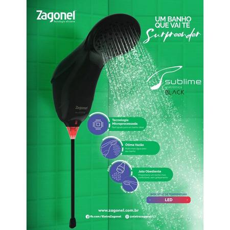 Ducha Eletronica Zagonel - Sublime 7.500w 220V - Preta Imagem de Ducha Eletronica Zagonel - Sublime 7.500w 220V - Preta