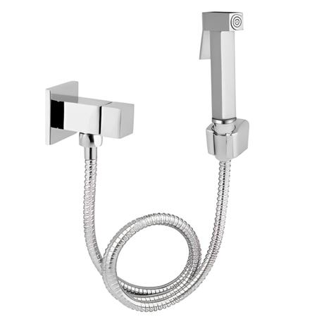 Imagem de Ducha Higiênica Chuveirinho Banheiro Quadrada Metal Inox Engate 1,20 Super Luxo Cromo Premium