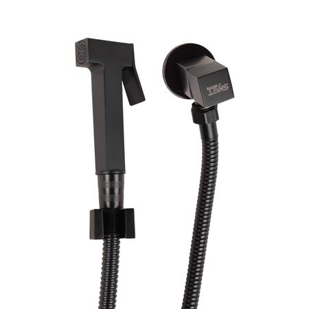 Ducha Higiênica Quadrada Luxo Metal Preto Fosco Completa - Smart Norte Imagem de Ducha Higiênica Quadrada Luxo Metal Preto Fosco Completa