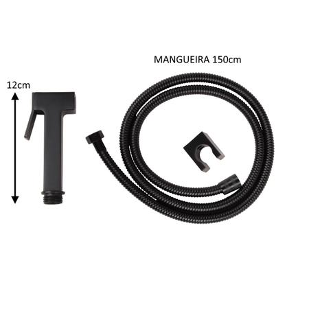 Ducha Higiênica Quadrada Luxo Metal Preto Fosco Completa - Smart Norte Imagem de Ducha Higiênica Quadrada Luxo Metal Preto Fosco Completa