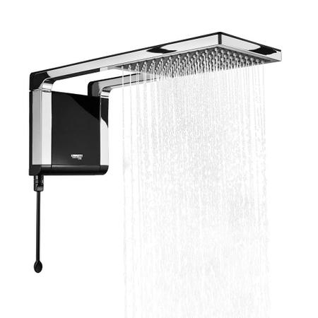 Ducha Ou Chuveiro Bom Barato e Luxuoso Lorenzetti Preto Cromado Acqua Storm Ultra 127v 5500w Imagem de Ducha Ou Chuveiro Bom Barato e Luxuoso Lorenzetti Preto Cromado Acqua Storm Ultra 127v 5500w