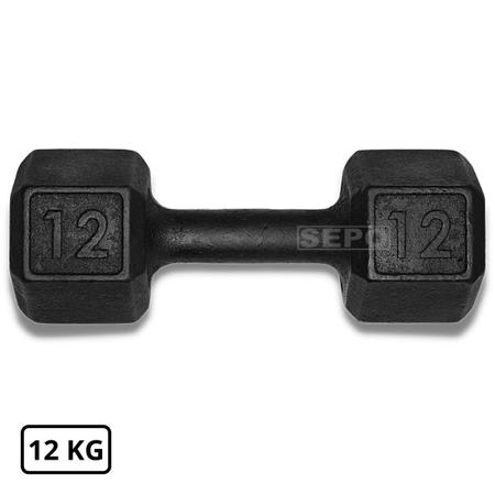 Imagem de Dumbell Sextavado de Ferro Fundido Pintado 12 Kg Preto