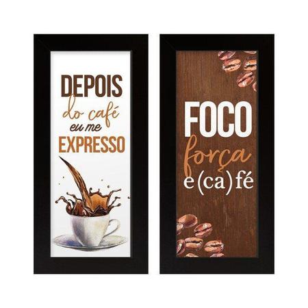 Imagem de Dupla de Quadros Decorativos Kit Frases Cozinha Cantinho do Café Moldura Xícara Decoração Quadro de parede Sala