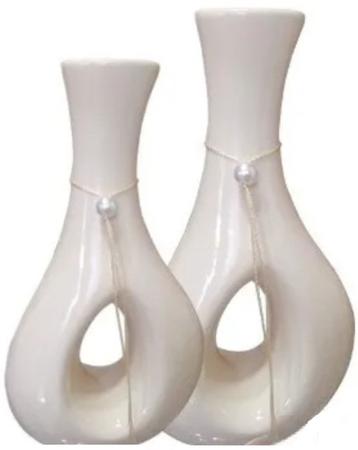 Imagem de Dupla De Vasos De Cerâmica Decoração - Enfeite Para Sala Quarto Mesa Rack Aparador