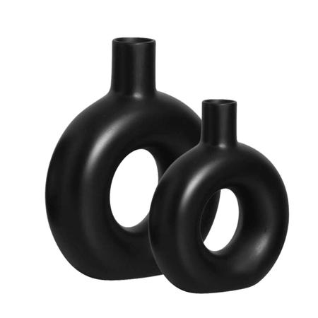 Imagem de Dupla de vasos de cerâmica vazado nórdico minimalista decorativos para sala 