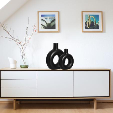 Imagem de Dupla de vasos de cerâmica vazado nórdico minimalista decorativos para sala 