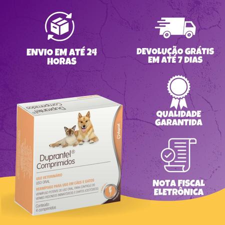 Imagem de Duprantel Duprat Vermífugo para Cães e Gatos - 4 Comprimidos