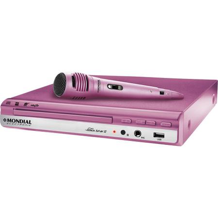 Imagem de DVD com Karaokê com 1 Microfone. USB e Função Ripping Mondial Fashion Star II D-16 Rosa