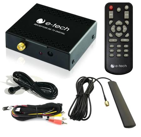 Imagem de DVD Player 2 Din E-Tech Universal Tela 6,2" Espelhamento Bluetooth USB + 2 Encosto Cabeça AV + Câmera Ré + Receptor TV Digital