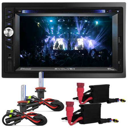 Imagem de DVD Player 2 Din Multilaser Evolve+ MP3 USB SD TV Bluetooth Touch GPS + KIT Xenon H4-2 8000K