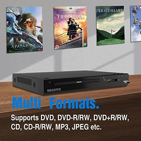 Imagem de DVD player região-free HDMI (1080p upscaling), leitor CD, porta USB, saídas AV/Coaxial, slim, metal premium