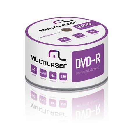 Imagem de DVD-R Imprimível 4.7GB 8x Shrink com 50 unid Multilaser