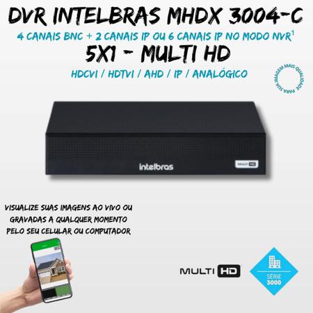 Imagem de Dvr 4 Canais Intelbras Full HD 1080p + 2 ip H.265 + Até 10TB 5 em 1 Detecção de Face - mhdx 3004-C