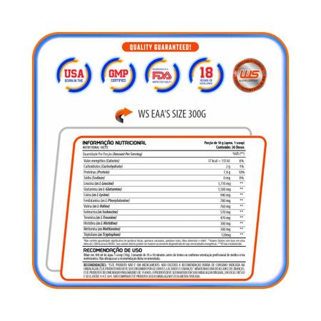 Imagem de EAA's Size Aminoácidos Essenciais 300g - Worldsize