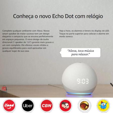 Echo Dot (5ª geração) Smart Speaker com relógio e Alexa LANÇAMENTO   BRANCO - Smart Speaker / Caixa de Som - Magazine Luiza