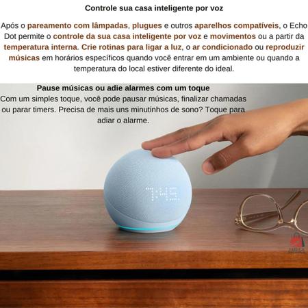 Echo Dot (5 geração) Smart Speaker com relógio e Alexa LANÇAMENTO   BRANCO - Smart Speaker / Caixa de Som - Magazine Luiza