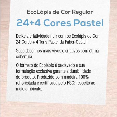 Imagem de Ecolápis de Cor Sextavado 24 Cores + 4 Pastéis - Faber Castell