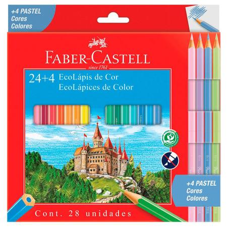 Imagem de Ecolápis de Cor Sextavado 24 Cores + 4 Pastéis - Faber Castell