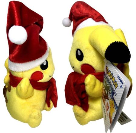 Imagem de Edição Especial Decoração De Natal Pokémon - Brinquedo Boneco De Pelúcia Personagem Pikachu Papai Noel - 21 cm Altura - Tomy