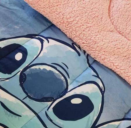 Imagem de Edredom com Sherpa Cobertor Disney Solteiro Estampado Stitch 1,50 m x 2,20 m