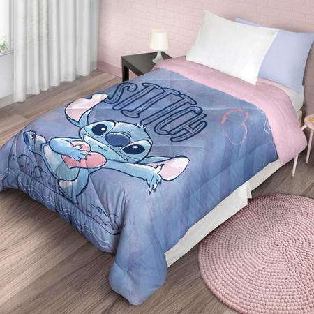 Imagem de Edredom com Sherpa Cobertor Disney Solteiro Estampado Stitch 1,50 m x 2,20 m