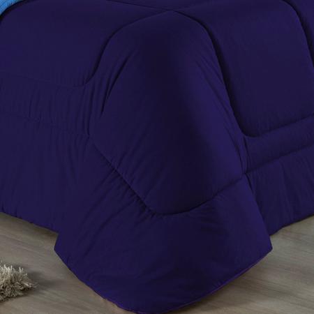 Edredom Dupla Face Casal Padrão 100% Algodão Em Malha Fio 30/1 - Azul Turquesa com Roxo - Padrao Imagem de Edredom Dupla Face Casal Padrão 100% Algodão Em Malha Fio 30/1 - Azul Turquesa com Roxo