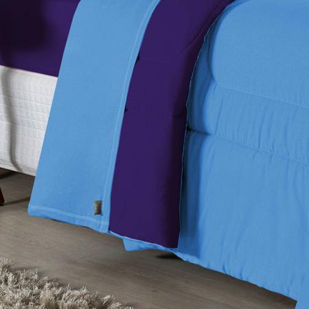 Edredom Dupla Face Casal Padrão 100% Algodão Em Malha Fio 30/1 - Azul Turquesa com Roxo - Padrao Imagem de Edredom Dupla Face Casal Padrão 100% Algodão Em Malha Fio 30/1 - Azul Turquesa com Roxo