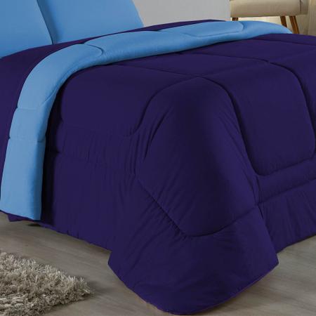 Edredom Dupla Face Casal Padrão 100% Algodão Em Malha Fio 30/1 - Azul Turquesa com Roxo - Padrao Imagem de Edredom Dupla Face Casal Padrão 100% Algodão Em Malha Fio 30/1 - Azul Turquesa com Roxo