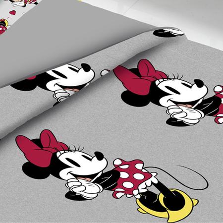 Imagem de Edredom Infantil Casal Cinza 2,00 X 2,20 Dupla Face Disney Mickey e Minnie Malha Portallar