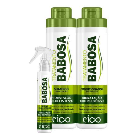 Imagem de Eico Babosa Shampoo e Condicionador 800ml e Spray Finalizador Protetor Térmico 120ml