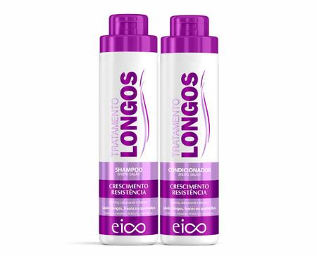 Imagem de Eico Cabelos Longos Shampoo e Condicionador 800ml Fortalecimento Crescimento + Máscara Hidratação Reparação Resistência 1Kg