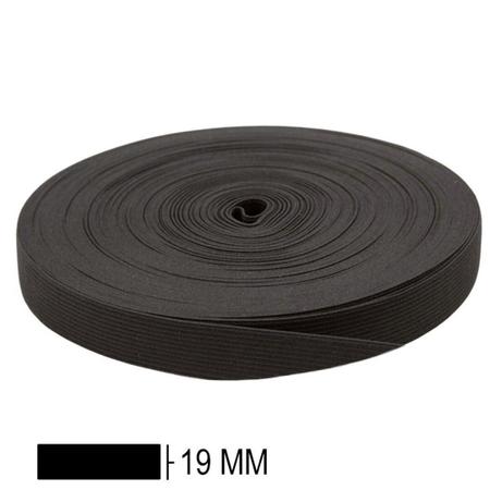 Imagem de Elástico Chato De Embutir Preto 19mm Com 25 Metros