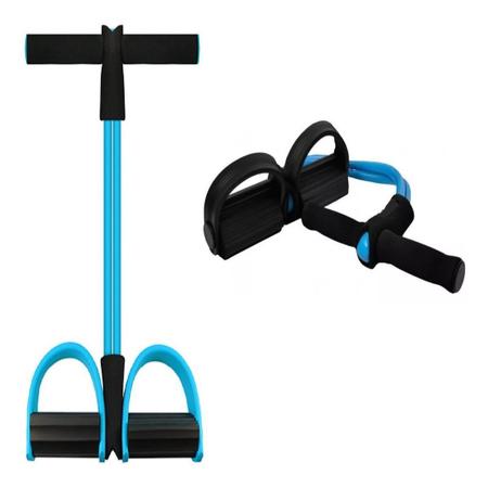 Imagem de Elástico De Tensão Com Apoio Para Os Pés Treino Bíceps Abdômen Ombro Exercícios Yoga Pilates TubeFit Azul