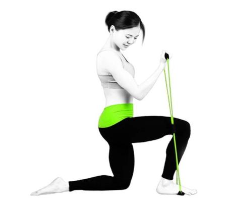 Imagem de Elástico Tensão Multifuncional Exercícios CrossTube Formato Oito Bíceps Tríceps Glúteos Fisioterapia Treino Pilates VERDE