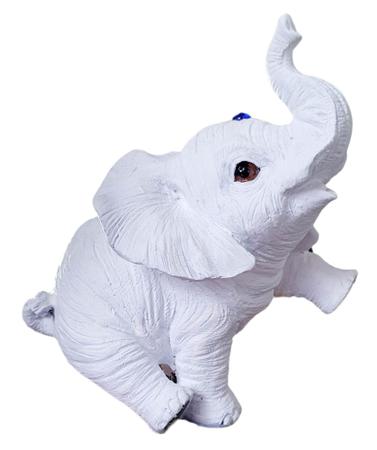 Imagem de Elefante Branco Baby Decor Indiano Resina Sorte Sabedoria