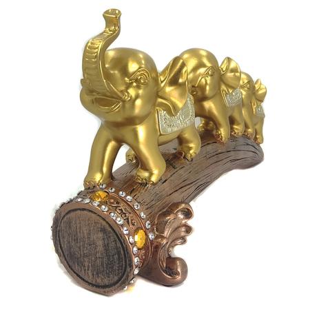 Imagem de Elefante Decorativo Em Resina Trio Estatueta Indiano Sabedoria Sorte DL08