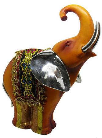 Imagem de Elefante Indiano Estatueta Para Enfeite e Decoraçao Laranja Avermelhado Tromba Levantada (5025)