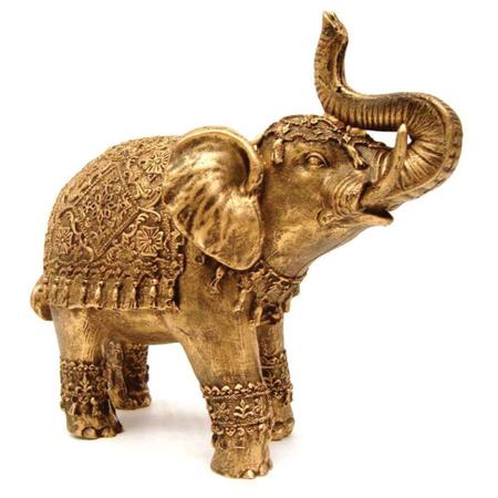 Imagem de Elefante Indiano Grande Cor Ouro Envelhecido Resina