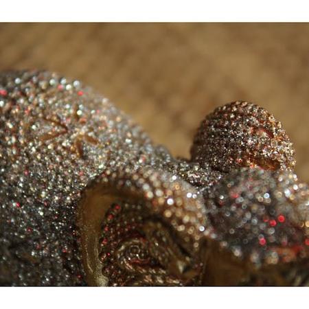 Imagem de Elefante Pequeno Resina Dourado Sabedoria Sorte Glitter 10Cm