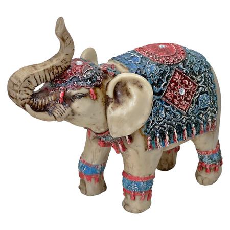 Imagem de Elefante Sorte Indiano Enfeite Sabedoria Escultura de Resina