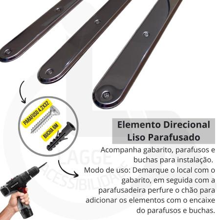 Imagem de Elemento tátil inox direcional parafusado liso