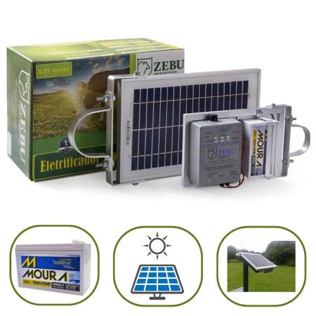 Imagem de Eletrificador Solar 12v Cerca Rural 35km Zs20Bi C/ Bateria 0,31 Joules Zebu