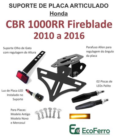 Imagem de Eliminador de Rabeta ARTICULADO Honda CBR 1000rr Fireblade (2010 a 2016) + 2 Piscas LED
