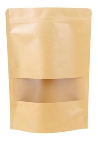 Embalagem Stand Up Pouch Kraft Zip Lock Visor 20X14Cm C/50Un - Bm36 Imagem de Embalagem Stand Up Pouch Kraft Zip Lock Visor 20X14Cm C/50Un