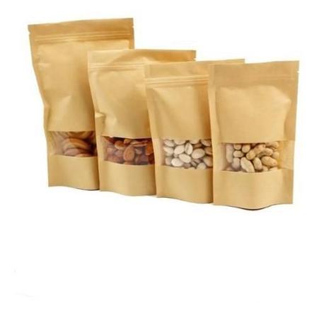 Embalagem Stand Up Pouch Kraft Zip Lock Visor 20X14Cm C/50Un - Bm36 Imagem de Embalagem Stand Up Pouch Kraft Zip Lock Visor 20X14Cm C/50Un