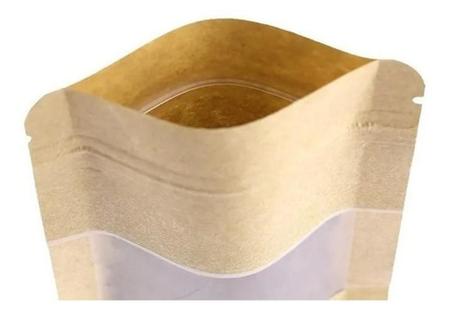 Embalagem Stand Up Pouch Kraft Zip Lock Visor 20X14Cm C/50Un - Bm36 Imagem de Embalagem Stand Up Pouch Kraft Zip Lock Visor 20X14Cm C/50Un
