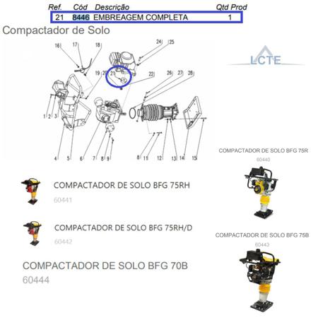 Embreagem Completa P/ Compactador De Solo BFG 70B Original - Buffalo Imagem de Embreagem Completa P/ Compactador De Solo BFG 70B Original
